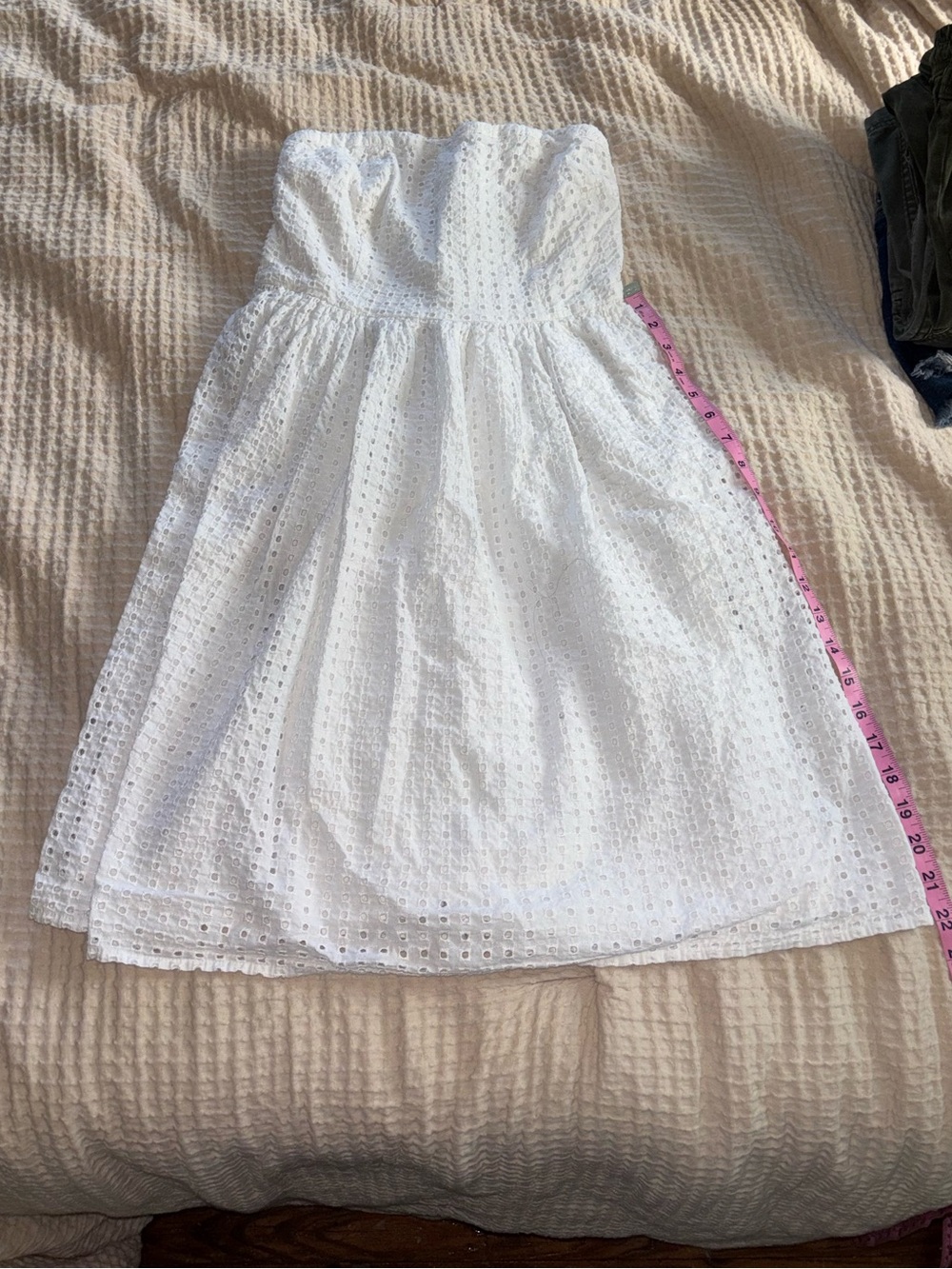 Old Navy White Strapless Eyelet Dress